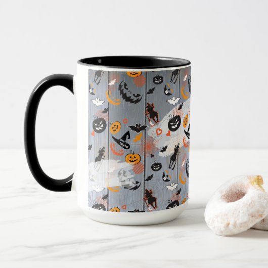 Mug Halloween de tour de partie conception en bois de (Avec donut)