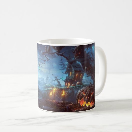 Mug Halloween Déplaisant Night Jack-O Lantern arbre ha (Devant droit)
