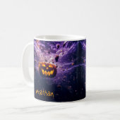 Mug Halloween Déplaisante Jack-o'-lanterne violette pe (Devant gauche)