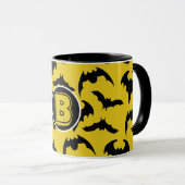 Mug Halloween des chauves-souris jaunes et noires (Devant droit)