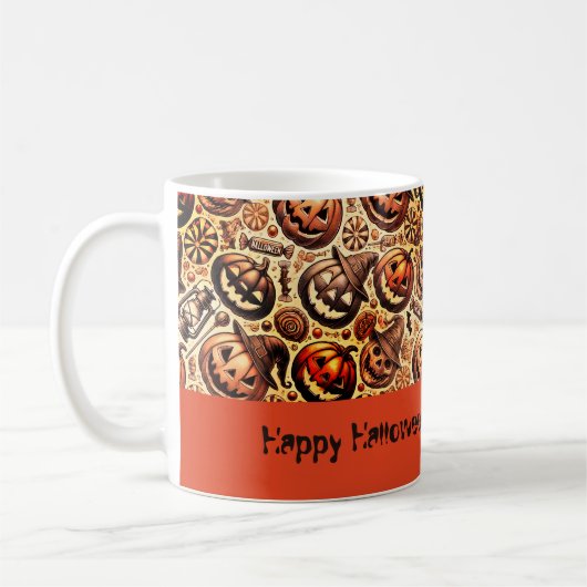Mug Halloween désire brun orange style (Gauche)