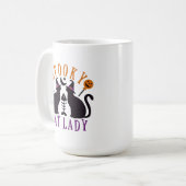 Mug Halloween éffrayant Chat Lady Chats Noirs (Devant gauche)