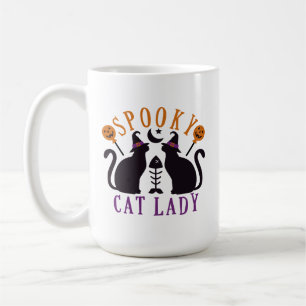 Mug Halloween éffrayant Chat Lady Chats Noirs
