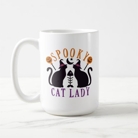 Mug Halloween éffrayant Chat Lady Chats Noirs (Gauche)