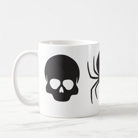 Mug Halloween Éffrayant déplaisant - Crâne, araignée e (Gauche)