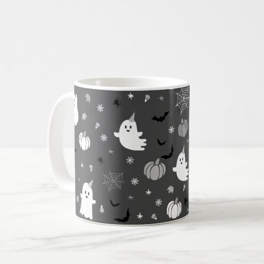 Mug Halloween Éffrayant gris foncé (Devant gauche)