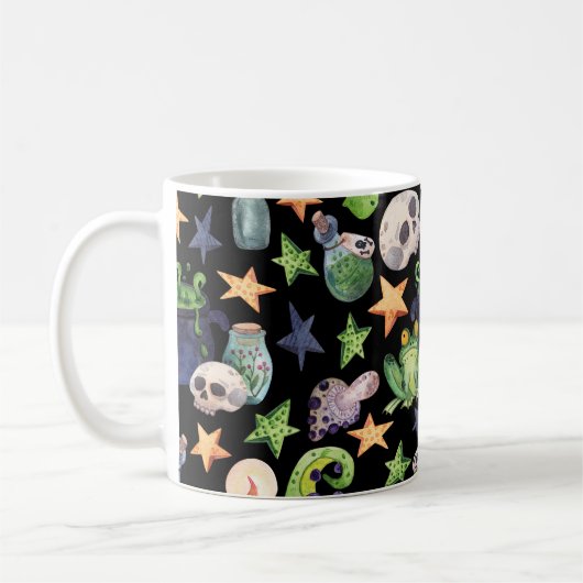 Mug Halloween éffrayant : Motif à main foncée. (Gauche)