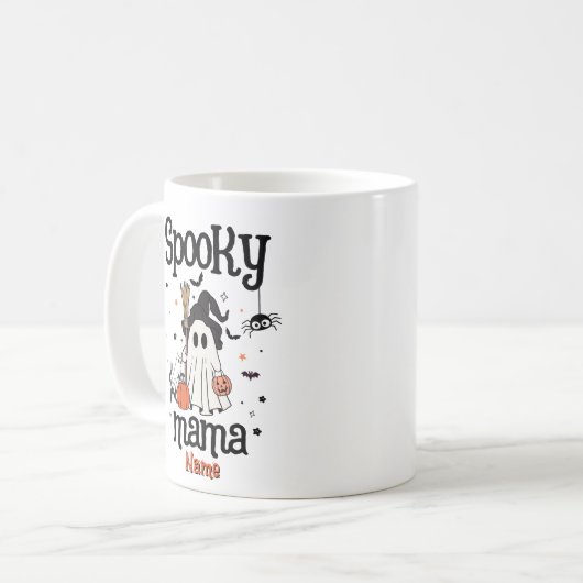 Mug Halloween éffrayante Mama - Ghost mignon, Chat et  (Devant gauche)