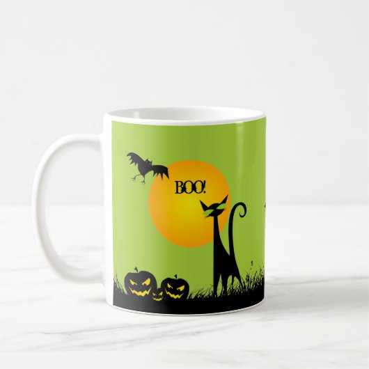 Mug Halloween en chats noirs et chauves-souris (Gauche)