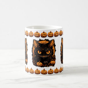 Mug Halloween enchanté : Chat noir parmi les citrouill