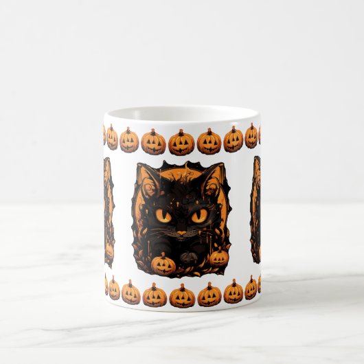 Mug Halloween envoûtant : Chat noir parmi les Citrouil (Centre)