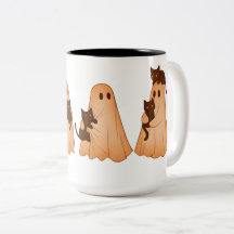 Mug Halloween Fantôme Mignon et Chat Noir