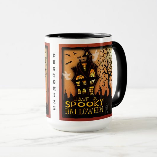 Mug Halloween Fantômes Haunted Maison chauves-chauves- (Devant droit)