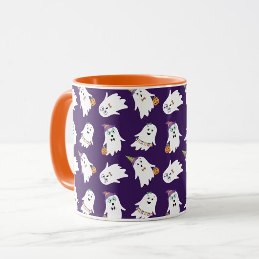 Mug Halloween Fantômes Tricoter Ou Traiter (Devant gauche)
