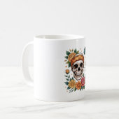 Mug Halloween floral crâne Éffrayant (Devant gauche)