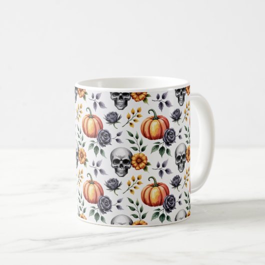 Mug Halloween florale d'automne (Devant droit)