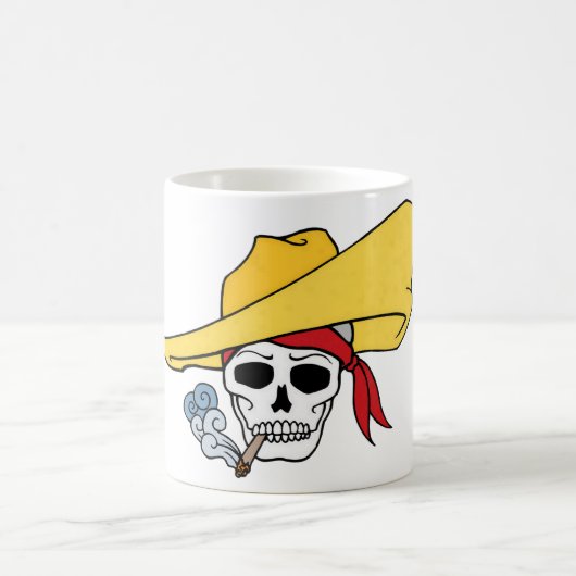 Mug Halloween fumer le crâne avec un dessin de Bandana (Centre)