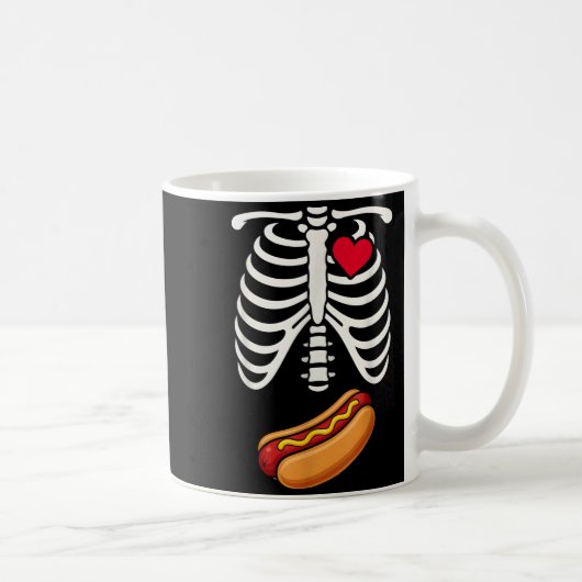 Mug Halloween Funny Skeleton Ribcage Hotdog Food Lover (Droite)