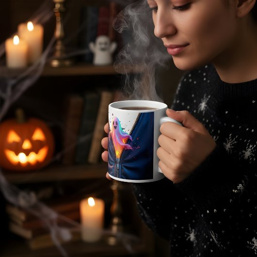Mug Halloween Ghost via Zipper Design