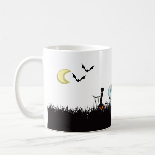 Mug Halloween Graveyard Éffrayant Cute Skeleton & Ghos (Gauche)