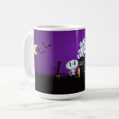 Mug Halloween Graveyard Éffrayant Cute Skeleton & Ghos (Devant gauche)