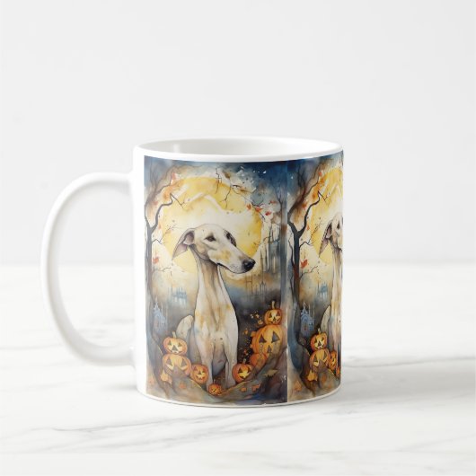 Mug Halloween Greyhound Avec La Peur Citrouille (Gauche)