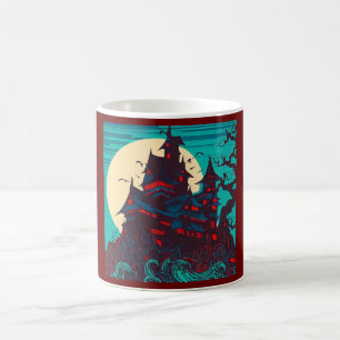 Mug Halloween - Haunted Castle Woodcut 3