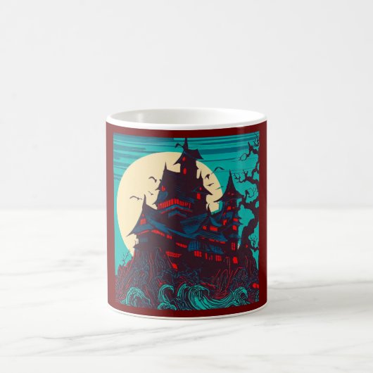 Mug Halloween - Haunted Castle Woodcut 3 (Centre)