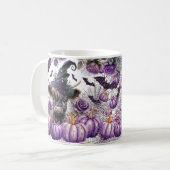 Mug Halloween Highland Vache sorcière violet Citrouill (Devant gauche)