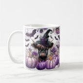 Mug Halloween Highland Vache sorcière violet Citrouill (Gauche)
