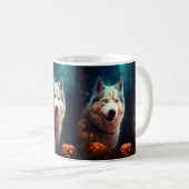 Mug Halloween Husky Sibérien Avec La Peur Citrouille (Devant droit)