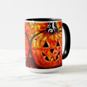 Mug Halloween lunaire Jack-o'-lantern Floral Orange (Devant droit)