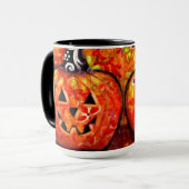 Mug Halloween lunaire Jack-o'-lantern Floral Orange (Devant gauche)