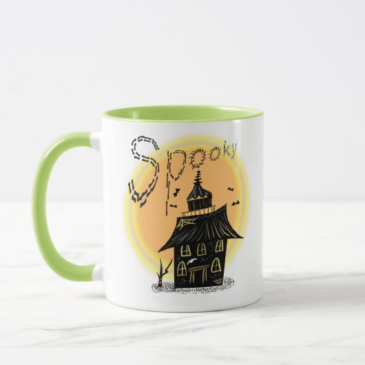 Mug Halloween Maison Hantée Néon Effrayant (Gauche)