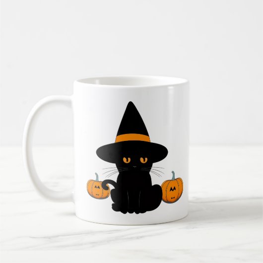Mug Halloween mignonette Cartoon amis, Chat bébé noir (Gauche)