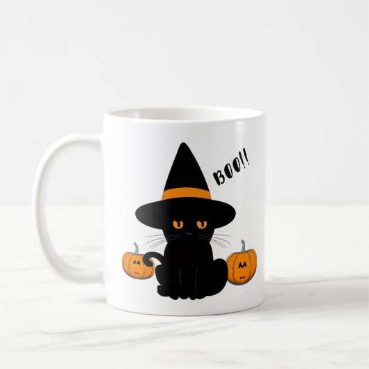 Mug Halloween mignonette Cartoon amis, Chat bébé noir (Gauche)