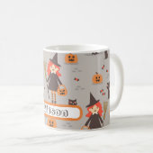 Mug Halloween mignonne sorcière, Citrouille, Chat noir (Devant droit)