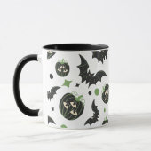 Mug Halloween moderne à 3 yeux Citrouille et chauves-s (Gauche)