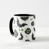 Mug Halloween moderne à 3 yeux Citrouille et chauves-s (Devant gauche)