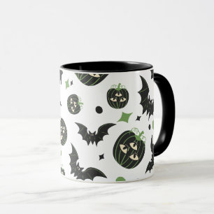 Mug Halloween moderne à 3 yeux Citrouille et chauves-s