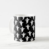 Mug Halloween moderne simple noir et blanc Fantômes (Devant gauche)