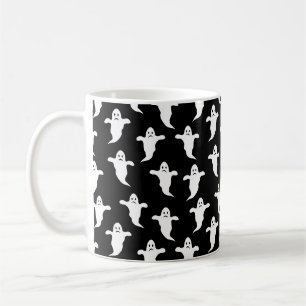 Mug Halloween moderne simple noir et blanc Fantômes