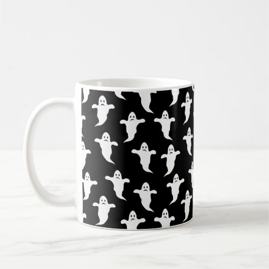 Mug Halloween moderne simple noir et blanc Fantômes (Gauche)