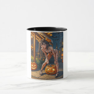 Mug Halloween Monster Jack-o-Lantern & Bat Vixen Girl
