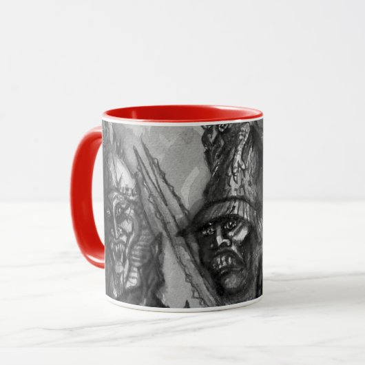 Mug HALLOWEEN MONSTERS ORK WAR Noir Blanc Rouge (Devant gauche)