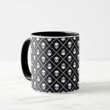 HALLOWEEN - Motif - Crâne & Os - noir blanc