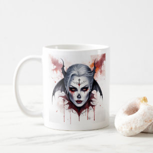 Mug Halloween mystique Vampire femme Aquarelle