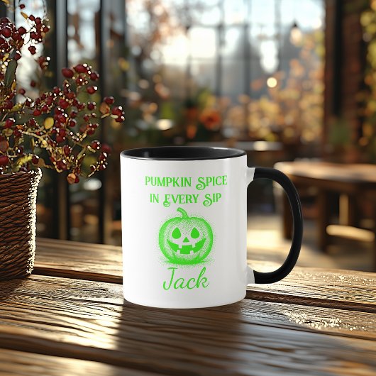 Mug Halloween Neon personnalisable - Design Citrouille