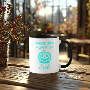Mug Halloween Néon Personnalisé - Design Citrouille Cy