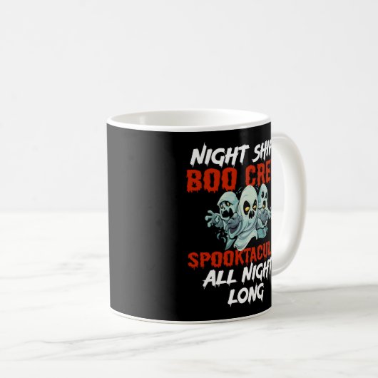 Mug Halloween Night Shift Worker Graveyard Duty Éffray (Devant droit)